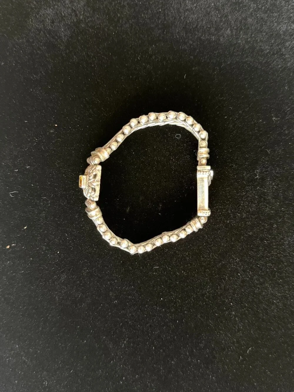 BALINESE STERLING SILVER WOVEN CHAIN LINK WITH CITRINE BRACELET